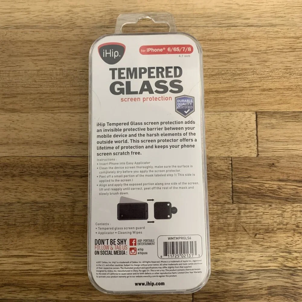 NWT IHIP TEMPERED GLASS IPHONE 6/6S/7/8 4.7 INCH SCREEN PROTECTION